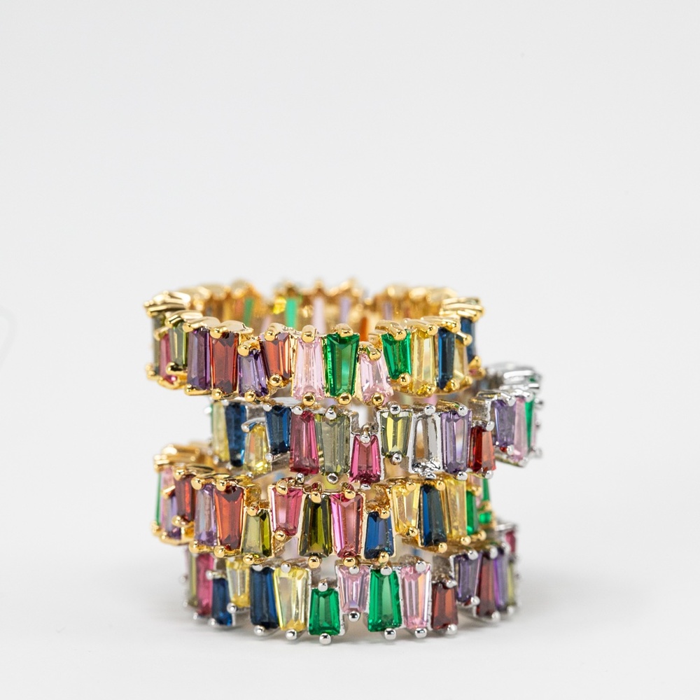 multi colored gold rhinestone stone ring stackable - Picture 4 of 5